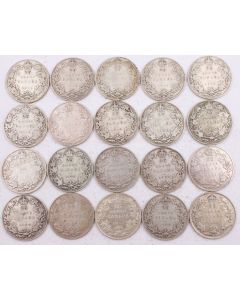 Canada George V 25 cents issued date set 20-coins 1912-1936 