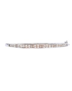 1.08ct Diamonds 10K white gold hinged bracelet 