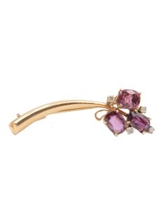 1.58ct Ruby brooch 3-faceted deep pink/red Rubies & 4-diamonds