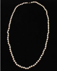 Akoya cultured 94-Pearl necklace 7-7.5mm Baroque cream pink rose 33 inches