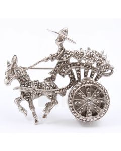 Hamilton Rickshaw Marcasite Vintage Brooch Cal. 14 Watch with Box