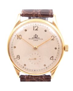 Baume and Mercier 18K Gold Vintage Calibre 006 Mens Wrist Watch  