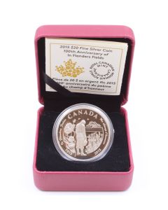 2015 $20 100th Anniversary of In Flanders Fields Fine Silver Coin 