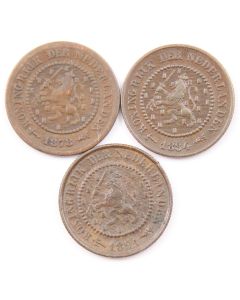 Netherlands 1/2 cents 3-coins 1878 VF 1884 VF 1894 EF 