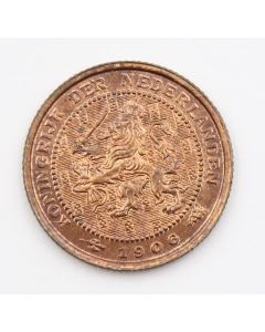1906 Netherlands 1/2 cent Choice Uncirculated RB mostly red