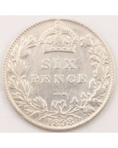 1898 Great Britain 6 pence silver coin nice VF+