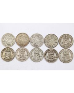 10X Great Britain 6 pence siver coins 1928 31 33 36 39 40 42 43 44 45 circulated