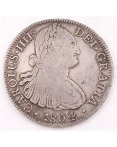 1804 Mo TH Mexico 8 Reales silver coin light scratches right obverse field