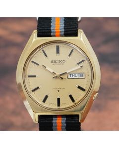 Seiko 6109-8019 Automatic Day/Date Champagne Dial Gold Plated Vintage Mens Watch