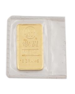 5 Gram JM Johnson Matthey Sealed Vintage Gold Bar .9999 – Scarce Round Logo 