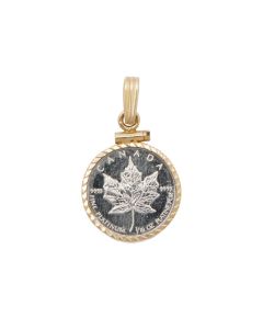 1991 Canada 1/10 oz Platinum Maple Leaf in 14K Gold Bezel 1.9g Total