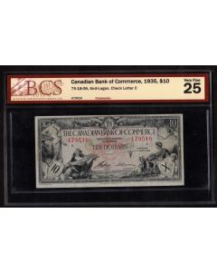 1935 Canadian Bank of Commerce $10 banknote Logan R 479516 BCS VF25