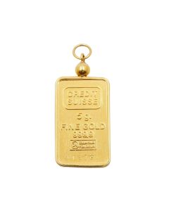 5 Gram Credit Suisse .9999 Fine Gold Bar Set in Solid 14K Yellow Gold Bezel