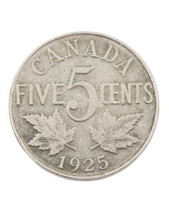 1925 Canada 5 cents VG details obverse damage