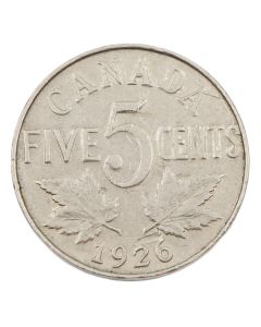 1926 Far 6 Canada 5 cents VF details reverse small gouge above date