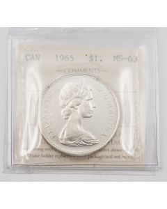 1965 Canada silver dollar $1 Type-V ICCS MS63