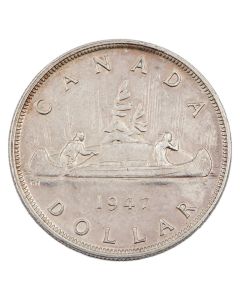 1947 Blunt-7 Canada $1 silver dollar Nice EF+