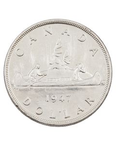 1947 Pointed-7 Canada silver $1 dollar nice AU