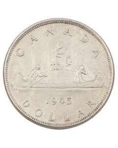 1945 5/5 Canada silver dollar $1  nice EF