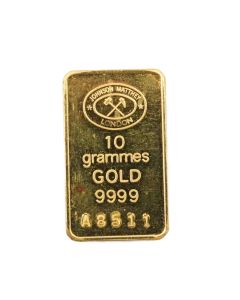 Johnson Matthey 10g Gold Bar London Crossed Hammer Logo .9999 Fine Rare