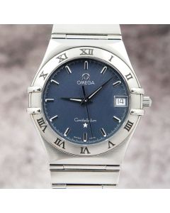 Omega Constellation 396.1201 Grey Blue Dial Stainless Steel Quartz Watch