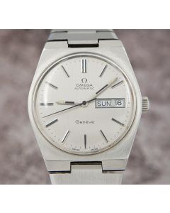 Omega Geneve 166.0125 Silver Brushed Dial Stainless Original Bracelet Mens Watch