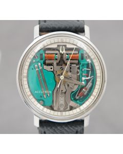 Bulova Accutron Spaceview Round 1965 M5 Stainless Steel 35mm Vintage Mens Watch