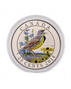 2014 25 Cent Coloured coin - Birds of Canada: Eastern Meadowlark