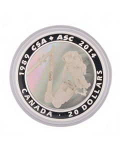 2014 $20 Fine Silver Coin – 25th Anniversary of the Canadian Space Agency