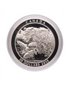 2015 $20 Fine Silver Coin – Grizzly Bear: The Catch
