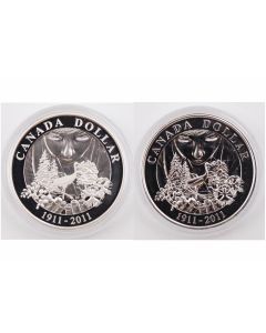 2x 2011 Canada $1 Proof and BU Silver Dollars - Parks Canada 
