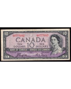 1954 Canada $10 devils face banknote Coyne Towers C/D 0777082 VF+