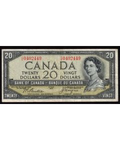 1954 Canada $20 devils face banknote Beattie Coyne C/E 0402449 VF