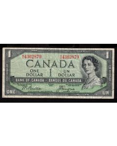 1954 Canada $1 devils face banknote Beattie Coyne M/A 4362879 VG