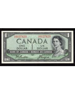 1954 Canada $1 devils face banknote Beattie Coyne S/A 0127423 Choice UNC