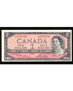 1954 Canada $2 banknote Lawson Bouey VG 1576159 Choice UNC
