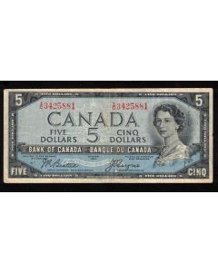 1954 Canada $5 devils face banknote Beattie Coyne I/C3425881 FINE