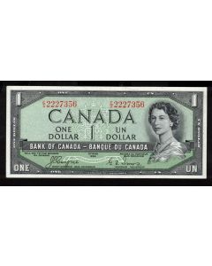 1954 Canada $1 devils face banknote Coyne Towers E/A 2227356 EF/AU