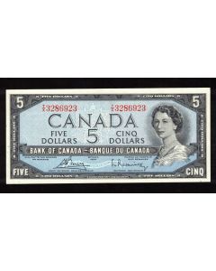 1954 Canada $5 banknote Bouey Rasminsky T/X 3286923 Choice AU/UNC