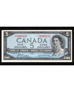 1954 Canada $5 banknote Beattie Rasminsky T/X 8098237 Choice UNC