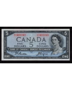 1954 Canada $5 banknote Beattie Coyne W/C 1491049 nice UNC