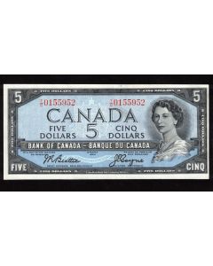 1954 Canada $5 banknote Beattie Coyne T/C 0155952 Choice UNC