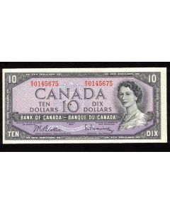 1954 Canada$10 banknote Beattie Rasminsky R/V 0145675 Choice UNC