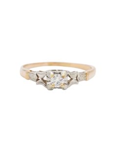 14K Yellow and 18K White Gold Diamond Ring – 0.125 Carat SI1 Clarity, Size 7