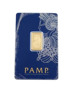 5 Gram PAMP Suisse Lady Fortuna  .999 Fine Gold Bar - Sealed In Assay Card