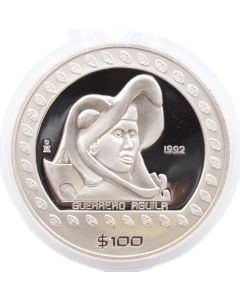1992 Mexico Guerrero Aguila 100 pesos 1 oz proof silver coin