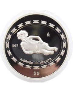 1997 Mexico $5 Peso Jugador de Pelota 1 oz Silver Coin Proof