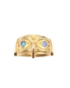 Jesse Brillon signed HAIDA 18K yg EAGLE ring Northwest Coast 