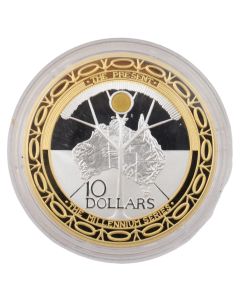 2000 Australia Millennium Dollar 1 oz Gold Plated Silver Coin Proof