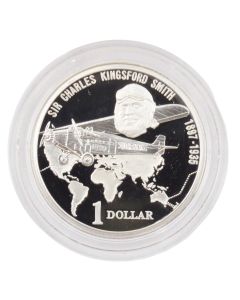 1997 Australia $1 Sir Charles Kingsford Smith One Dollar Pure Silver Proof Coin